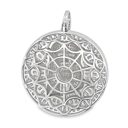 Jesus Medallion Baguette VVS Moissanite Pendant 7.41cttw .925 Sterling Silver