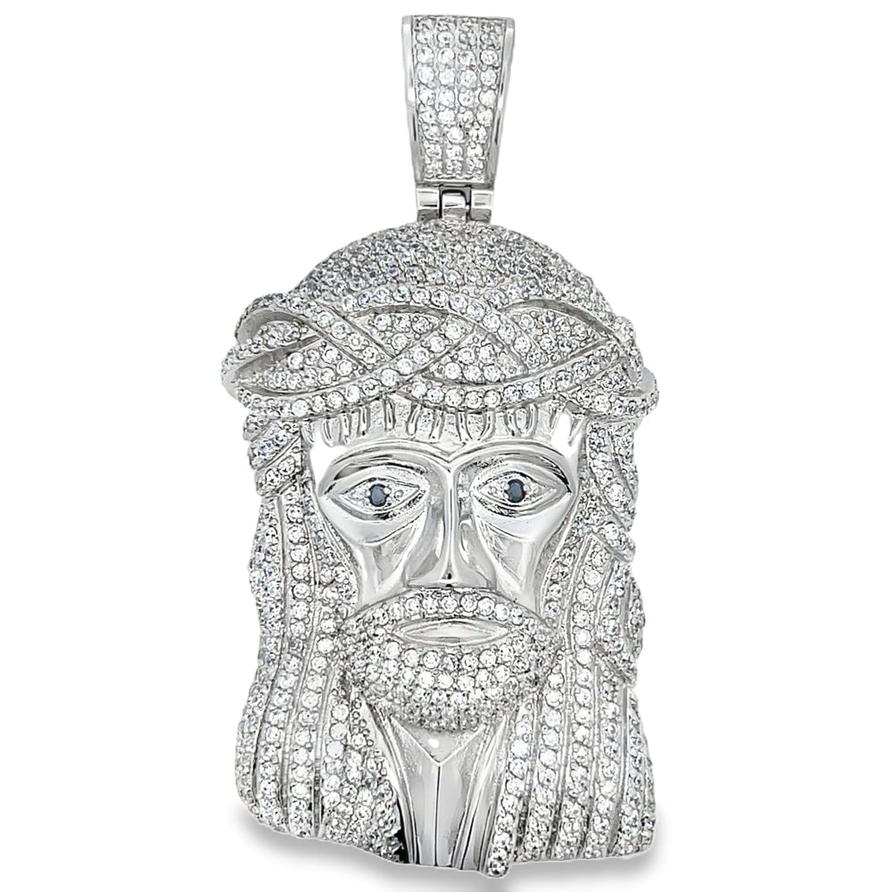 Jesus Piece CZ Iced Out Pendant Stainless Steel