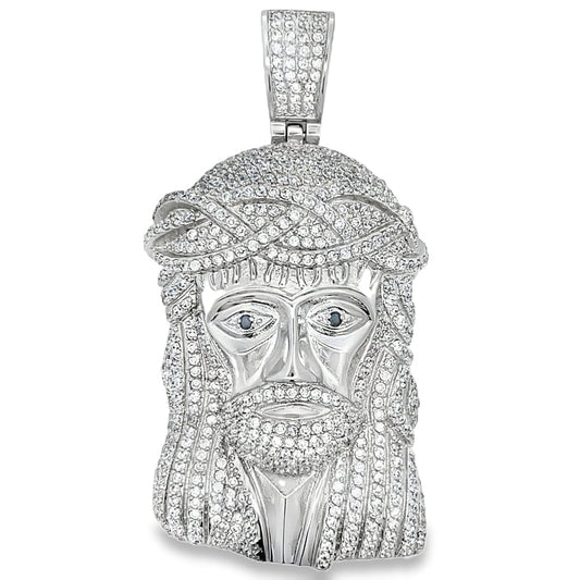 Jesus Piece CZ Iced Out Pendant Stainless Steel