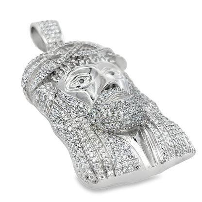 Jesus Piece CZ Iced Out Pendant Stainless Steel