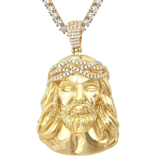 Jesus Piece Detailed Pendant in White / Yellow Gold