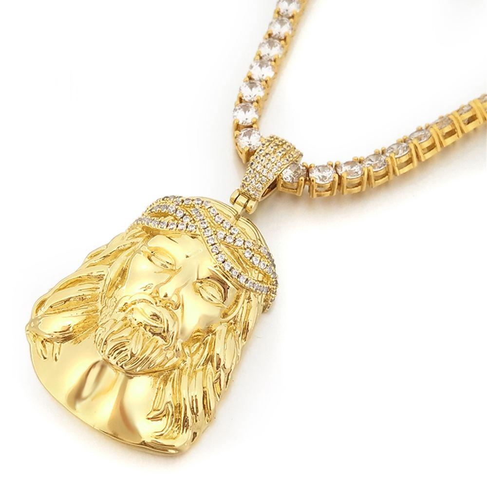 Jesus Piece Detailed Pendant in White / Yellow Gold