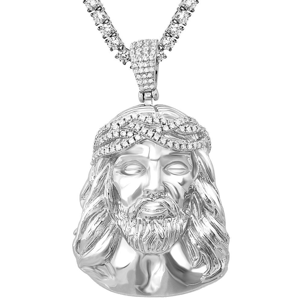 Jesus Piece Detailed Pendant in White / Yellow Gold