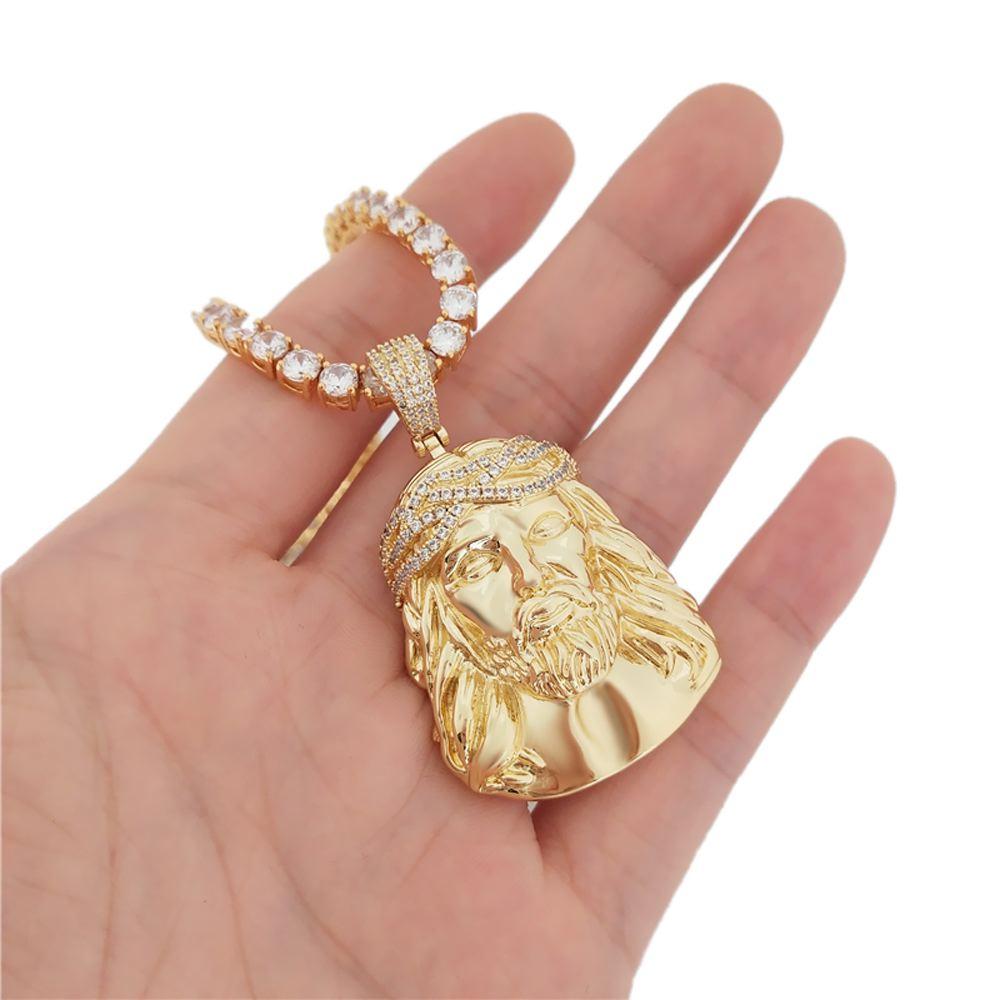 Jesus Piece Detailed Pendant in White / Yellow Gold