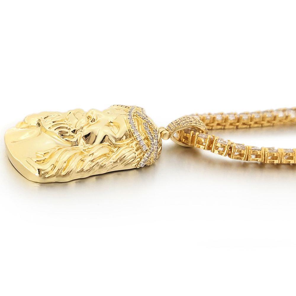 Jesus Piece Detailed Pendant in White / Yellow Gold