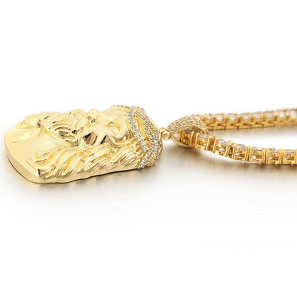 Jesus Piece Detailed Pendant in White / Yellow Gold