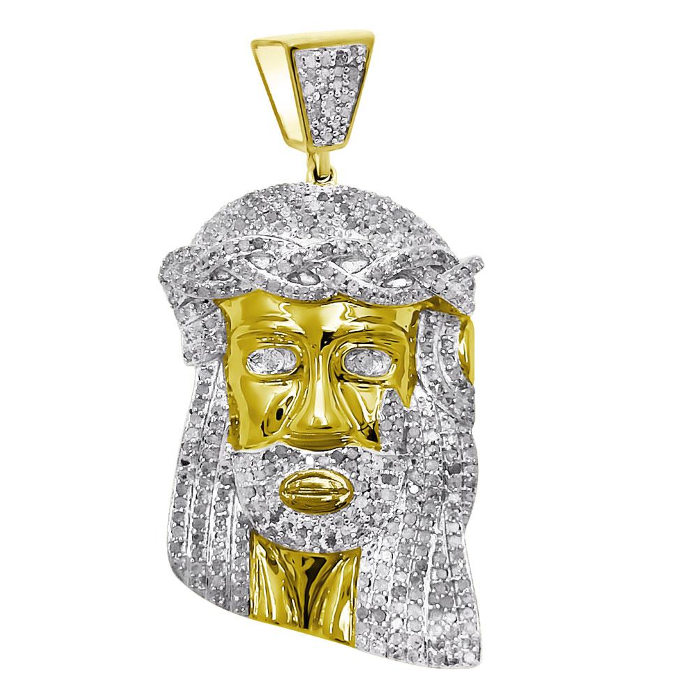 Jesus Piece Diamond Pendant 1.33cttw 10K Yellow Gold