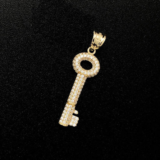 Key CZ 10K Yellow Gold Pendant