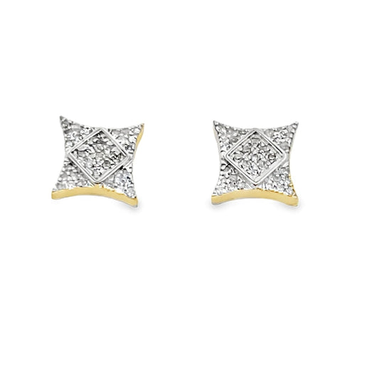 Kite Box Diamond Earrings .13cttw 10K Yellow Gold