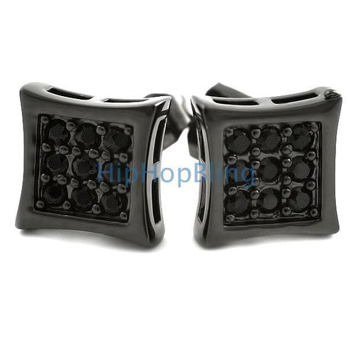 Kite Small Black CZ Micro Pave Earrings