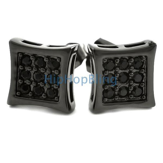 Kite Small Black CZ Micro Pave Earrings