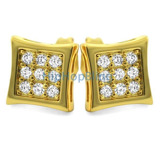Kite Small Gold CZ Micro Pave Bling Earrings