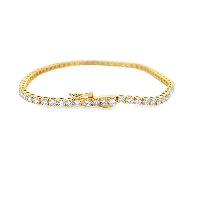 Lab Grown Diamond Tennis Bracelet CVD Solid 14K Gold