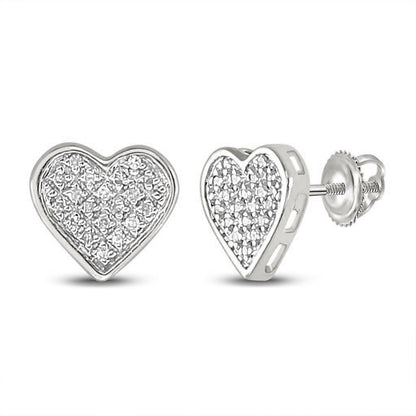 Ladies Heart Diamond Earrings .10cttw .925 Silver