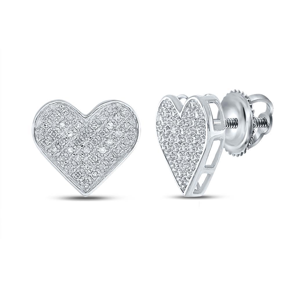 Ladies Heart Diamond Earrings .25cttw .925 Silver