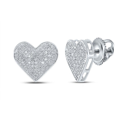 Ladies Heart Diamond Earrings .25cttw .925 Silver