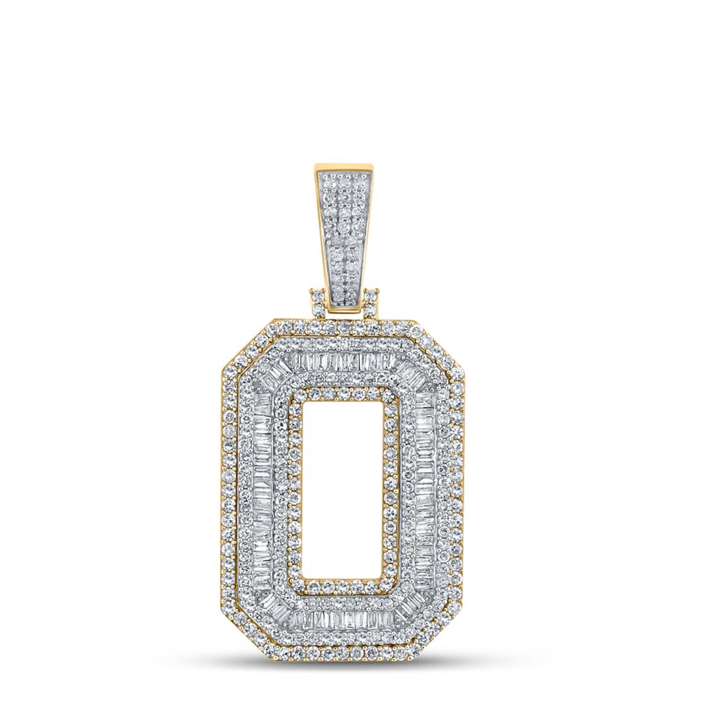 Large 45MM A-Z Initial Letter Baguette Diamond Pendant 10K Yellow Gold
