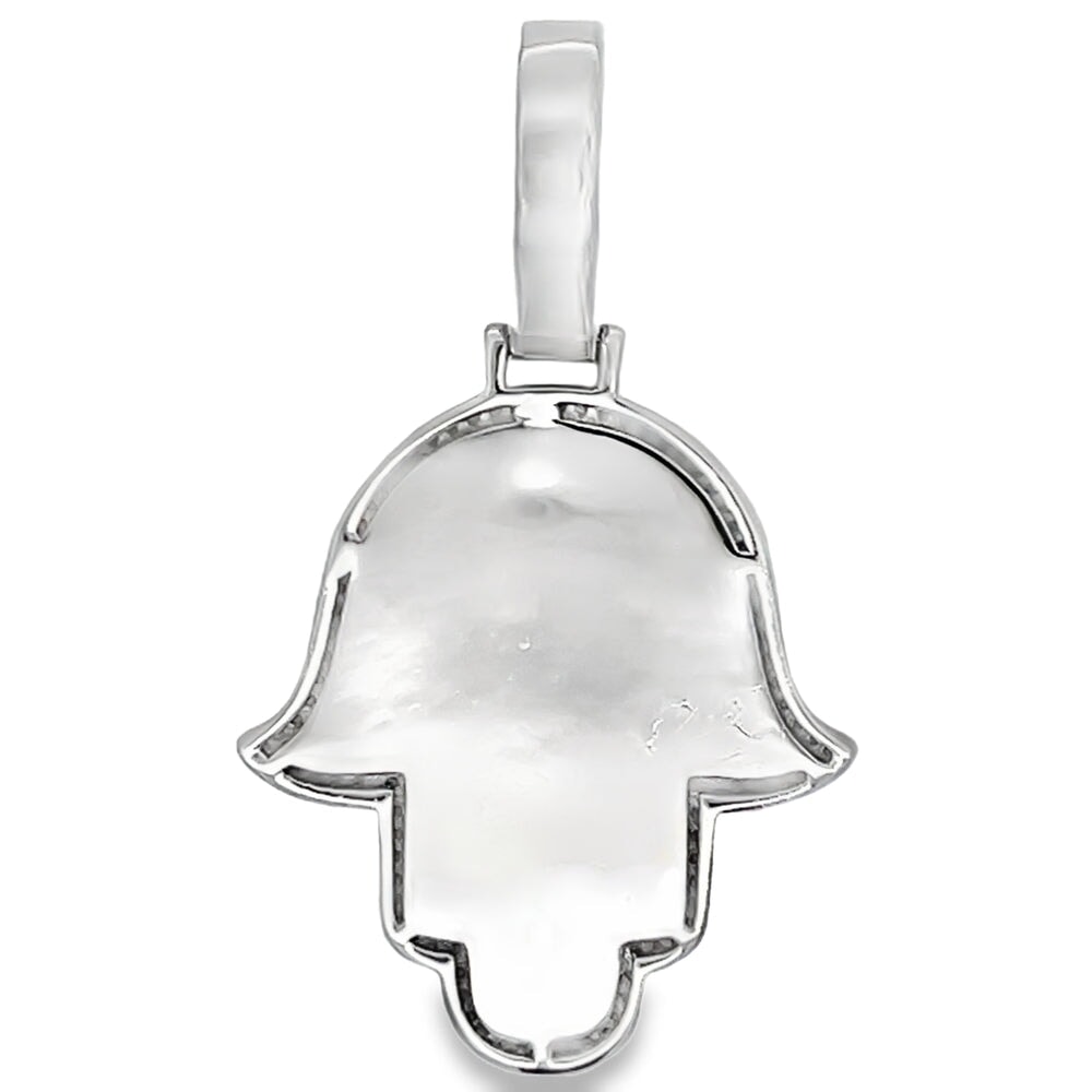 Large Baguette Hamsa Iced Out Moissanite Pendant .925 Sterling Silver