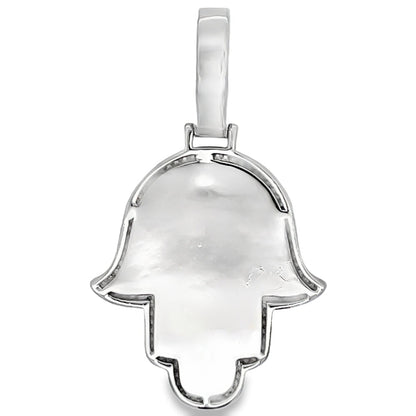 Large Baguette Hamsa Iced Out Moissanite Pendant .925 Sterling Silver
