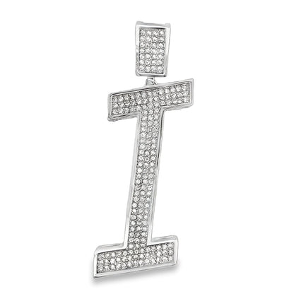 Large Block Initial Letter White CZ Iced Out Pendant