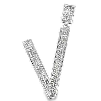 Large Block Initial Letter White CZ Iced Out Pendant