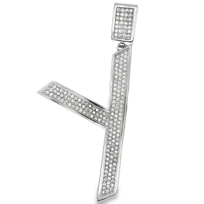 Large Block Initial Letter White CZ Iced Out Pendant