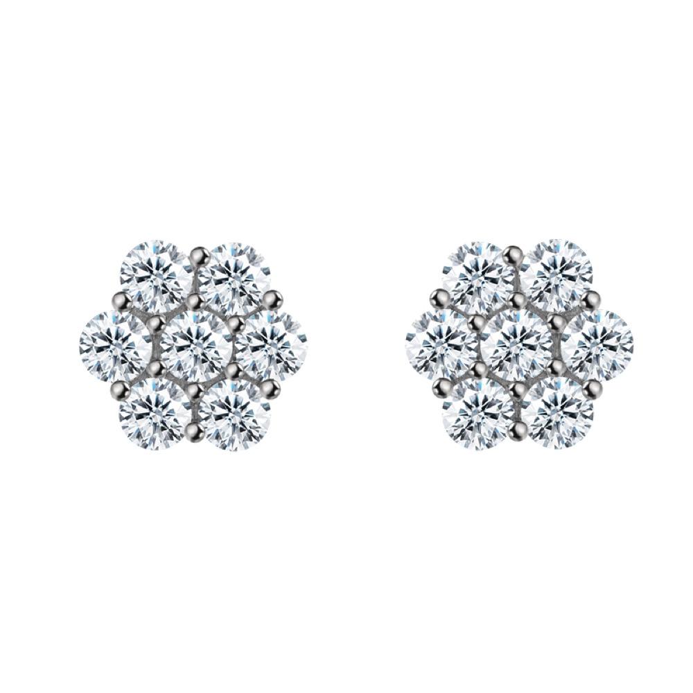 Large Cluster 4.2cttw VVS Moissanite Earrings .925 Sterling Silver
