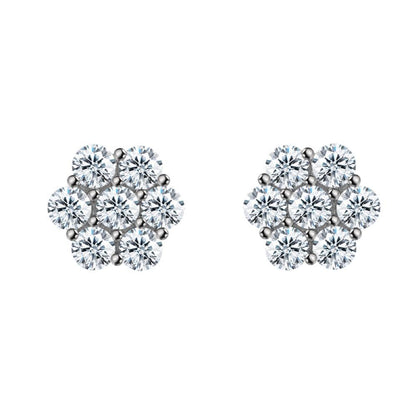 Large Cluster 4.2cttw VVS Moissanite Earrings .925 Sterling Silver