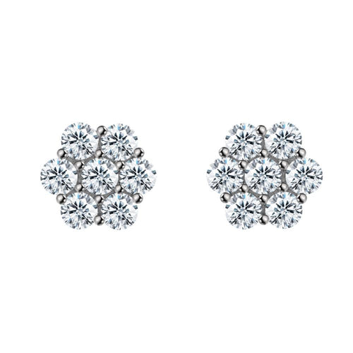 Large Cluster 4.2cttw VVS Moissanite Earrings .925 Sterling Silver