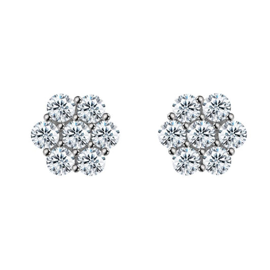 Large Cluster 4.2cttw VVS Moissanite Earrings .925 Sterling Silver