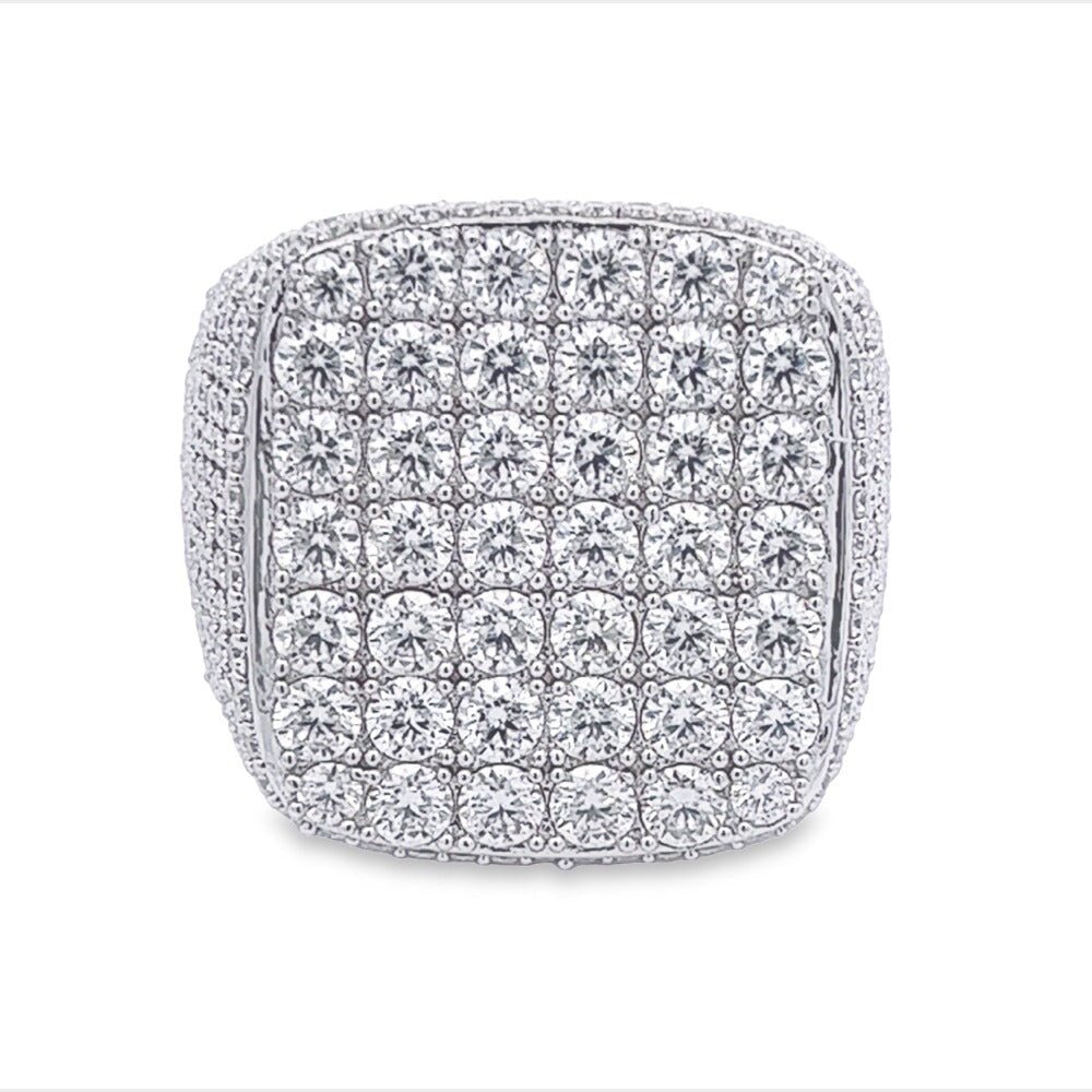 Large Cushion Iced Out VVS Moissanite Ring .925 Sterling Silver