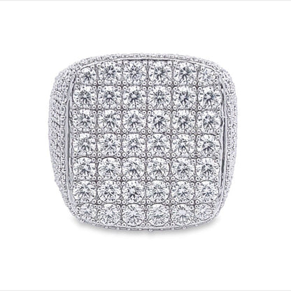 Large Cushion Iced Out VVS Moissanite Ring .925 Sterling Silver
