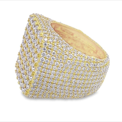 Large Cushion Iced Out VVS Moissanite Ring .925 Sterling Silver