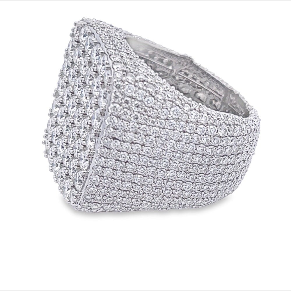 Large Cushion Iced Out VVS Moissanite Ring .925 Sterling Silver