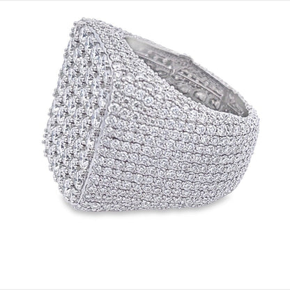 Large Cushion Iced Out VVS Moissanite Ring .925 Sterling Silver
