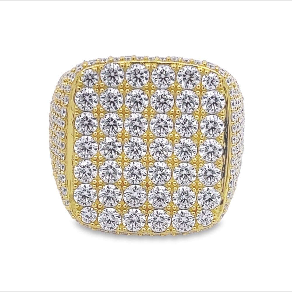 Large Cushion Iced Out VVS Moissanite Ring .925 Sterling Silver