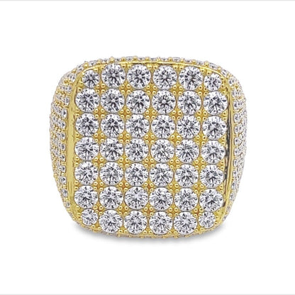 Large Cushion Iced Out VVS Moissanite Ring .925 Sterling Silver