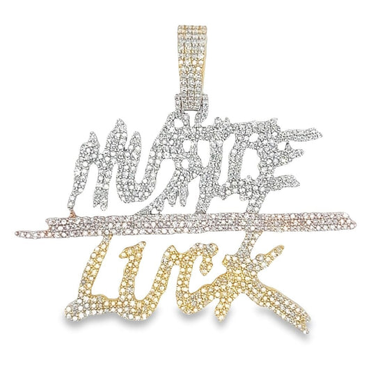 Large Hustle Luck Diamond Pendant 3.50cttw 10K Gold 3 Tone
