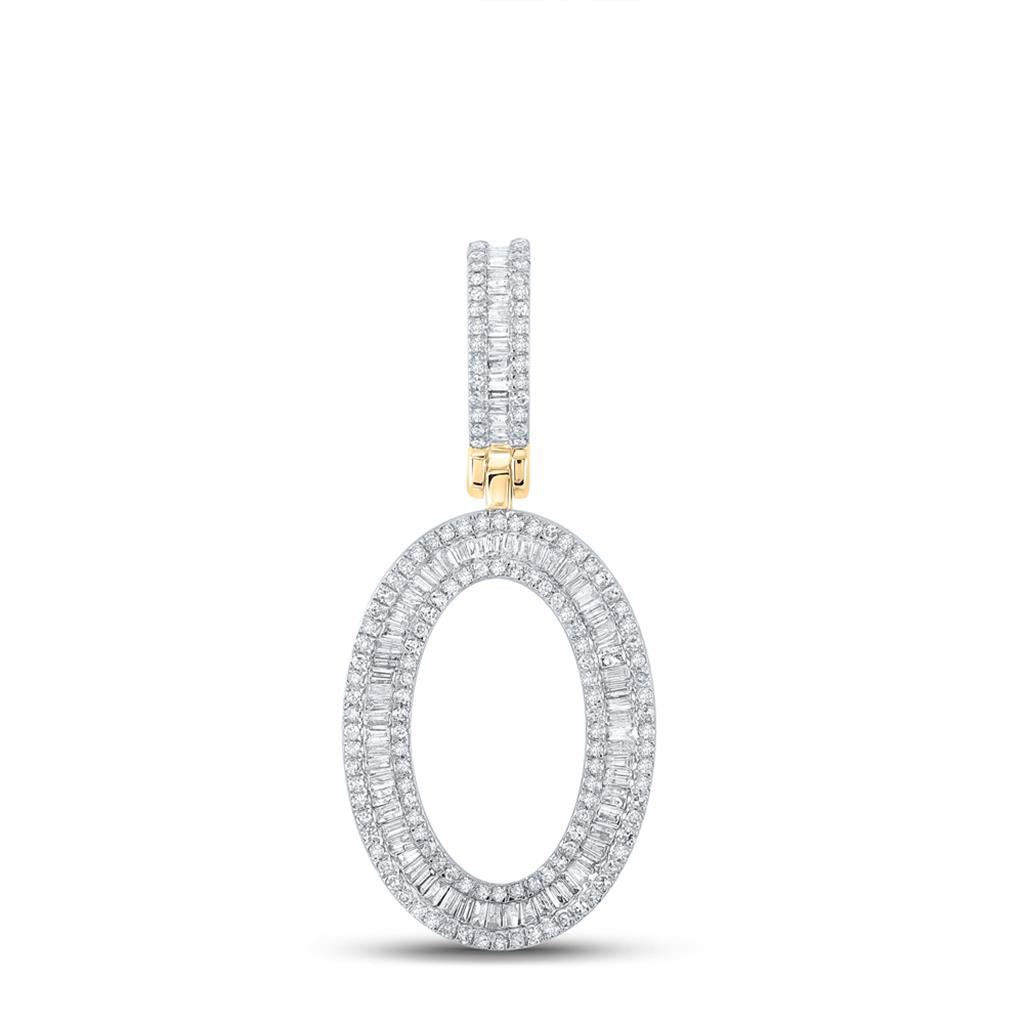 Large Initial Letter Baguette Diamond Pendant 10K Yellow Gold A-Z