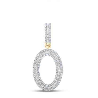 Large Initial Letter Baguette Diamond Pendant 10K Yellow Gold A-Z