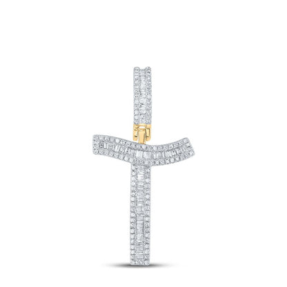 Large Initial Letter Baguette Diamond Pendant 10K Yellow Gold A-Z