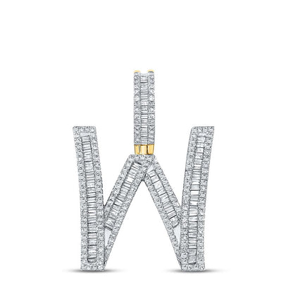 Large Initial Letter Baguette Diamond Pendant 10K Yellow Gold A-Z