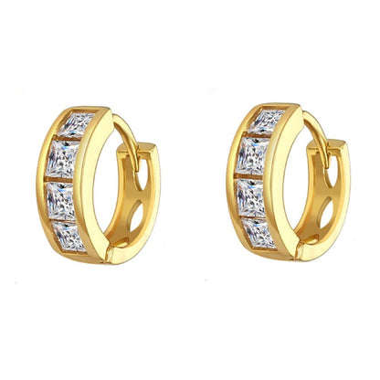 Large Princess Cut CZ Huggie Hoop Iced Out Earrings .925 Silver
