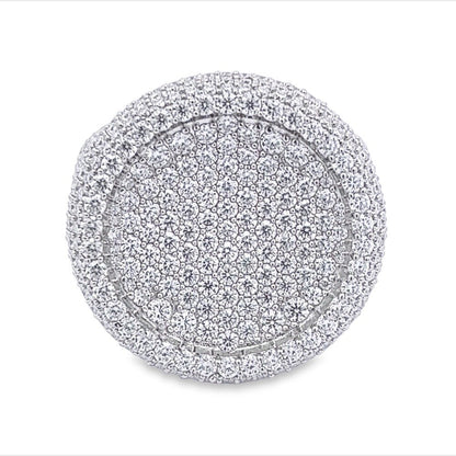 Large Round Pave Iced Out VVS Moissanite Ring .925 Sterling Silver