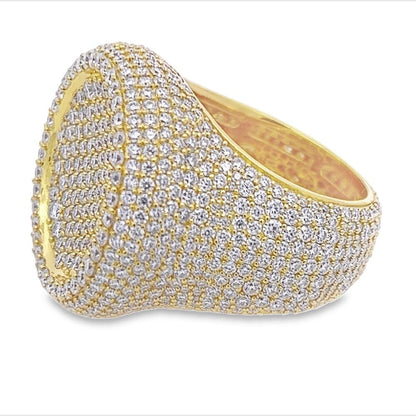 Large Round Pave Iced Out VVS Moissanite Ring .925 Sterling Silver