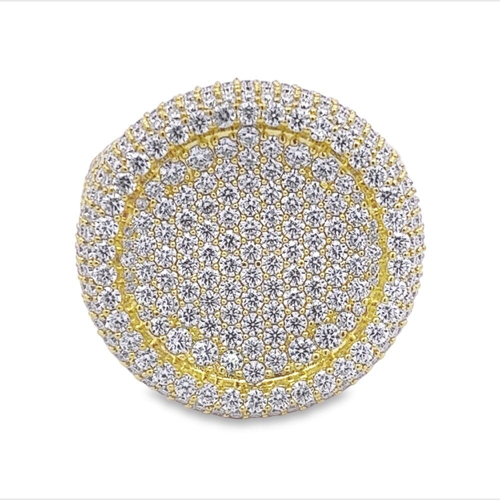 Large Round Pave Iced Out VVS Moissanite Ring .925 Sterling Silver