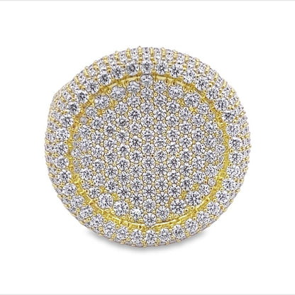 Large Round Pave Iced Out VVS Moissanite Ring .925 Sterling Silver