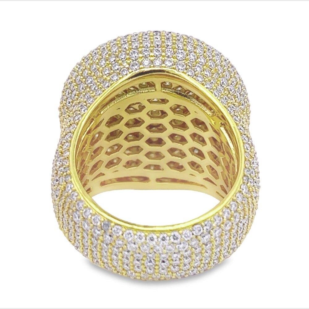 Large Round Pave Iced Out VVS Moissanite Ring .925 Sterling Silver