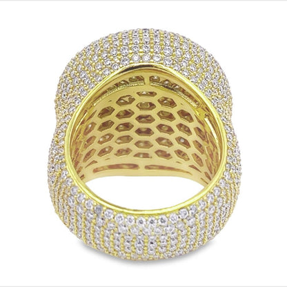 Large Round Pave Iced Out VVS Moissanite Ring .925 Sterling Silver