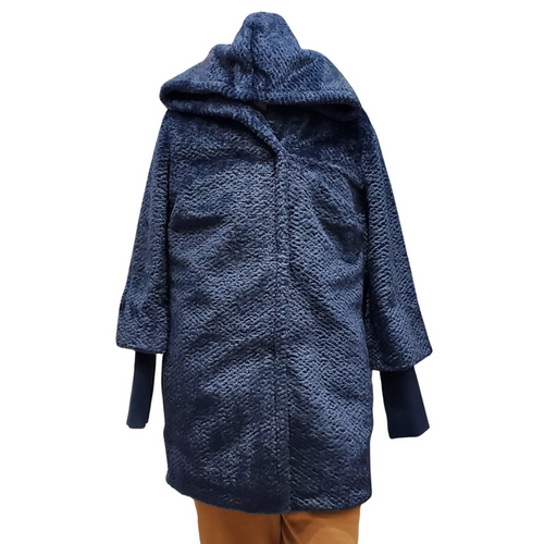 Laurier & Co. Montreal Women’s Faux Fur Long Sleeve Coat – Navy